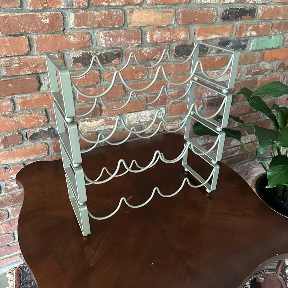 4-Tier Wrought Iron Stackable Wine Rack 16 Bottle Gray Pier 1 Style
